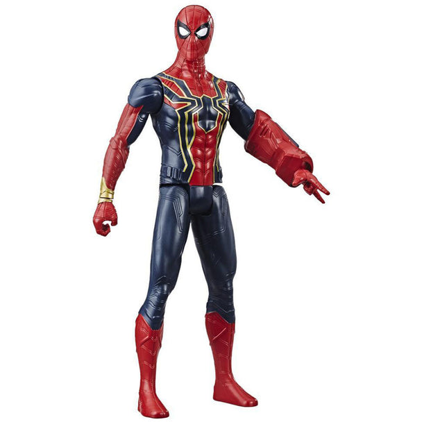 Vue latérale de la figurine Iron Spider Titan Hero 30cm montrant ses articulations et design précis