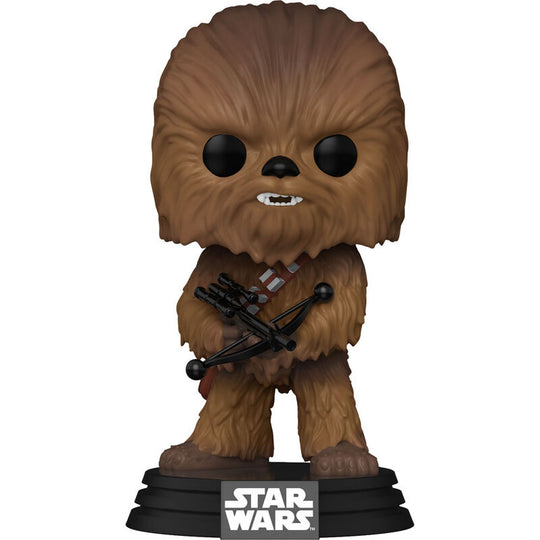 Emballage original Funko POP Star Wars avec figurine Chewbacca visible à travers la fenêtre