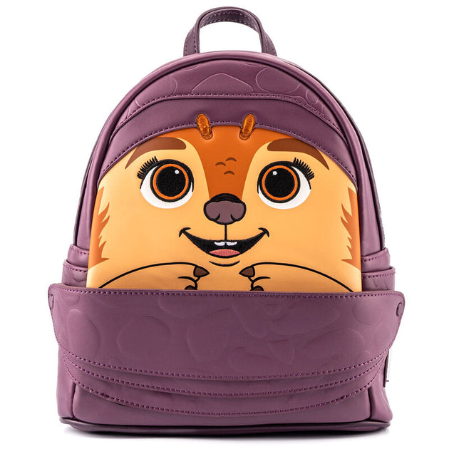 Sac à dos Loungefly Tuk Tuk 26cm vue de face avec détails brodés et appliqués inspirés de Raya and the Last Dragon