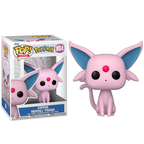 Boîte vitrine transparente contenant la figurine Funko POP Espeon Pokémon, idéale pour collectionner