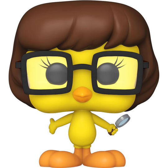 Vue latérale de la figurine Funko POP Tweety Bird en Velma Dinkley avec boîte transparente