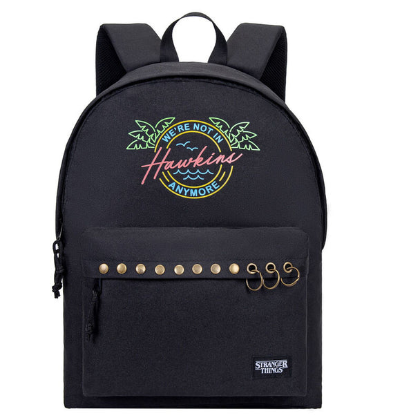 Sac à dos Stranger Things Hawkins Neon 43 cm avec dos rembourré et deux poches, design officiel NETFLIX.