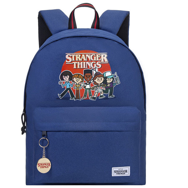 Sac à dos Stranger Things Gang 43 cm avec dos rembourré et deux poches, design officiel NETFLIX.