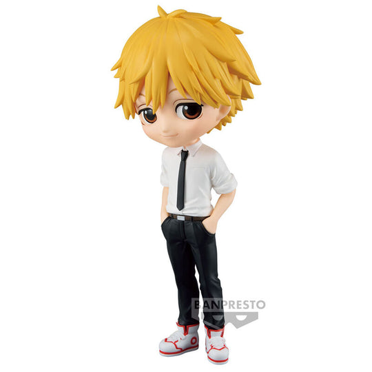 Figurine Denji Chainsaw Man Q Posket 14cm vue de face avec détails soignés