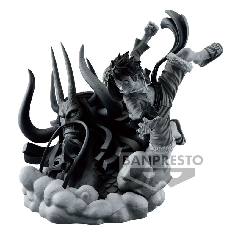 Figurine One Piece Dioramatic Luffy Monkey de 20 cm par BANPRESTO, vue de face avec détails précis et couleurs vives.