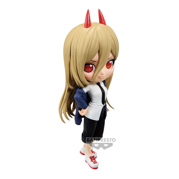 Détail du visage expressif de la figurine Power Q Posket Chainsaw Man par BANPRESTO