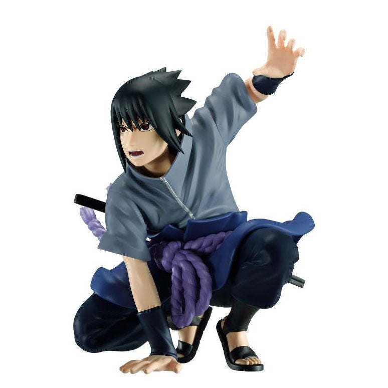 Détail du visage expressif de la figurine BANPRESTO Uchiha Sasuke 9cm