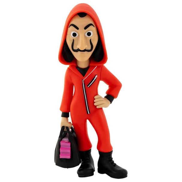 Profil latéral de la figurine MINIX Tokio 12cm avec costume rouge et masque emblématique