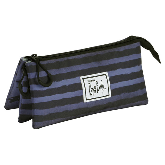 Zoom sur la fermeture éclair principale de la trousse triple compartiments The Corpse Bride Emily