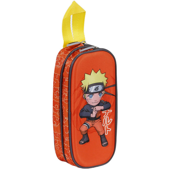 Intérieur doublé de la trousse double compartiment Naruto Shippuden pour une meilleure protection