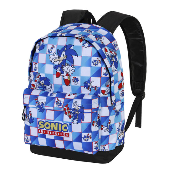 Sac à dos Sonic The Hedgehog bleu de face avec logo KARACTERMANIA visible
