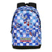 Vue latérale du sac à dos Sonic The Hedgehog montrant la poche avant zippée