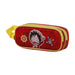 Gros plan sur le design 3D de Luffy en relief sur la face avant de la trousse KARACTERMANIA