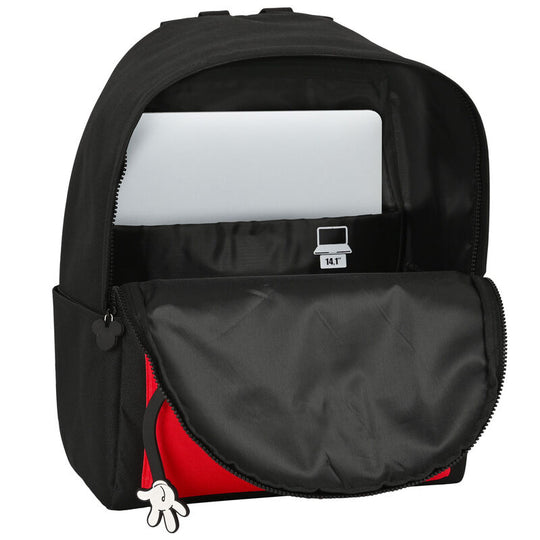 Détails des bretelles rembourrées et de la poignée supérieure du sac à dos Disney Mickey Mood SAFTA