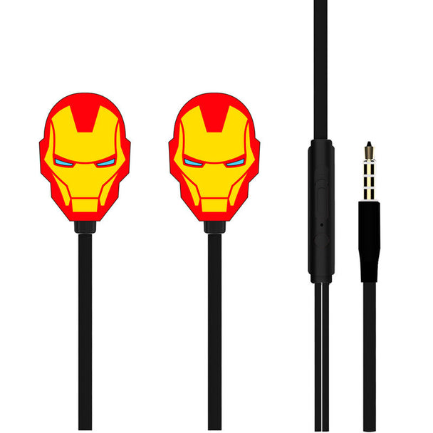Écouteurs Marvel Iron Man ERT GROUP avec câble 120cm et télécommande multifonction, design robuste et finition miroir.