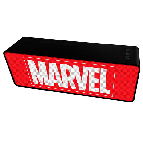Profil latéral de l'enceinte Marvel montrant les ports USB, micro SD et entrée AUX pour connectivité étendue