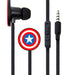 Zoom sur la télécommande multifonction des écouteurs Captain America avec boutons de contrôle