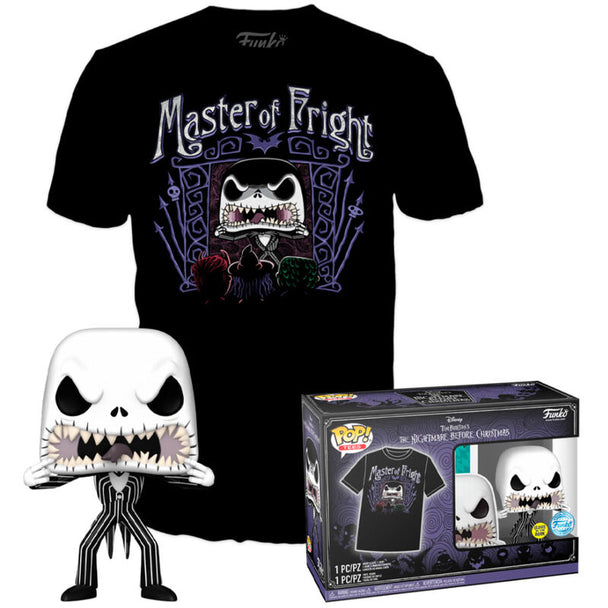 Set exclusif comprenant une figurine POP Jack Skellington et un t-shirt Nightmare Before Christmas, produit officiel FUNKO