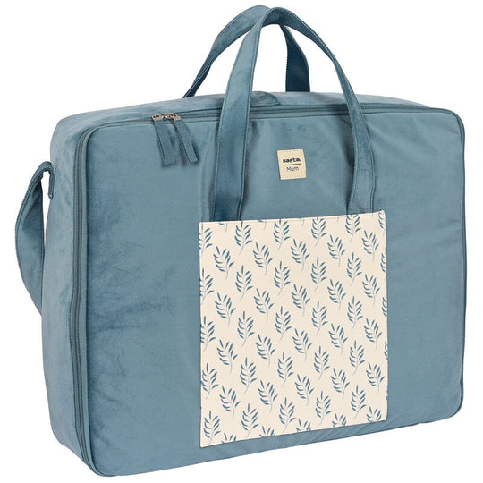 Valise maternité Leaves SAFTA vue de face avec poche avant zippée et design élégant