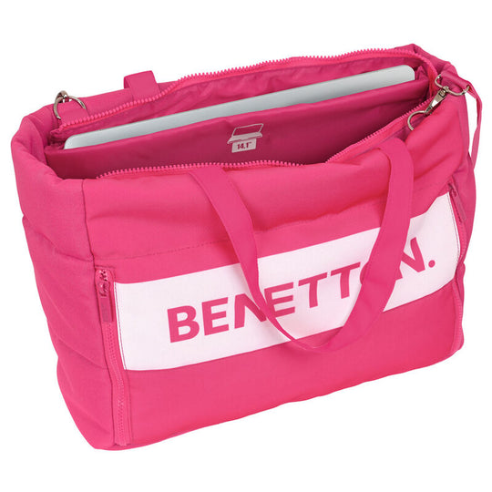 Deux poches frontales zippées du sac Benetton Raspberry SAFTA, parfaites pour ranger accessoires et petits objets