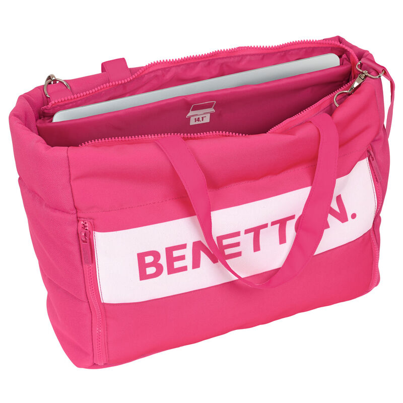 Deux poches frontales zippées du sac Benetton Raspberry SAFTA, parfaites pour ranger accessoires et petits objets
