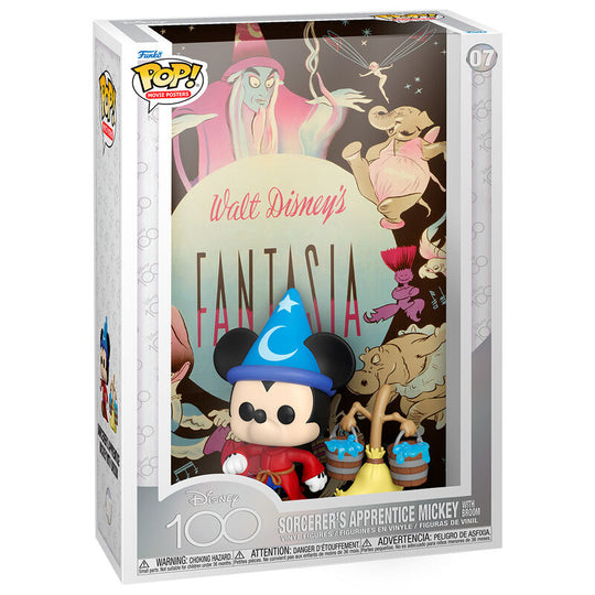 Figurine Funko POP Mickey Apprentice Sorcerer de Fantasia en gros plan avec détails précis sur le costume bleu et chapeau pointu