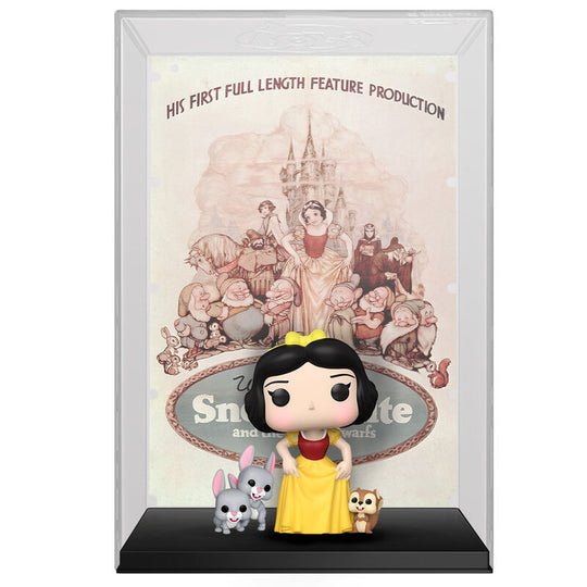 Vue rapprochée de la figurine Funko POP Blanche-Neige montrant les détails du visage et des créatures forestières