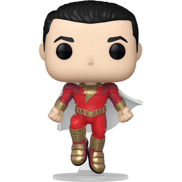 Vue de face de la figurine Funko POP Shazam avec détails du costume et expression faciale