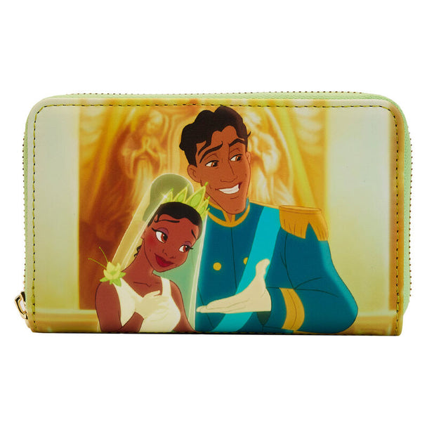 Portefeuille Loungefly Disney La Princesse et la Grenouille fermé avec fermeture zippée et design coloré