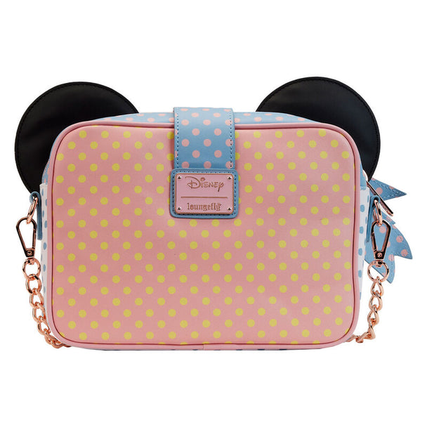 Détail de la bandoulière chaîne rose gold ajustable et amovible du sac Minnie Mouse Loungefly