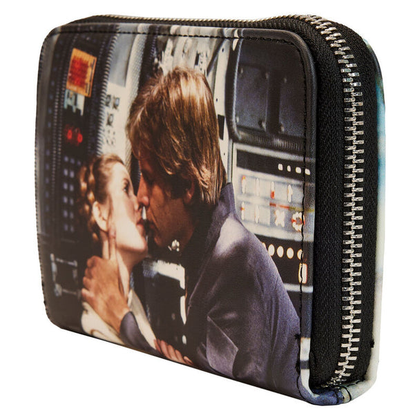 Détail de la fermeture éclair métallique robuste du portefeuille Loungefly Star Wars
