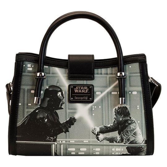 Profil latéral du sac Loungefly Star Wars avec dimensions précises visibles