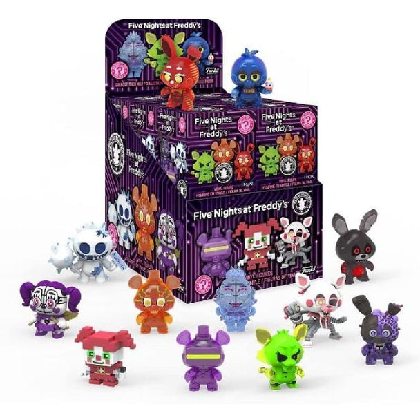 Assortiment de deux figurines Mystery Minis Five Nights at Freddy's FUNKO posées côte à côte sur fond neutre