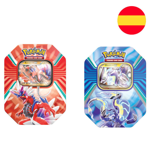Boîte de cartes à collectionner Pokémon BANDAI en espagnol avec illustrations colorées et variées.