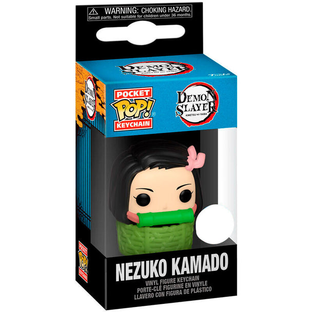 Porte-clés Pocket POP Funko représentant Nezuko Kamado de Demon Slayer avec détails colorés sur fond blanc