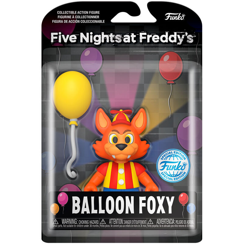 Figurine exclusive Balloon Foxy 12,5cm de Five Nights at Freddy's par FUNKO, vue de face avec détails précis