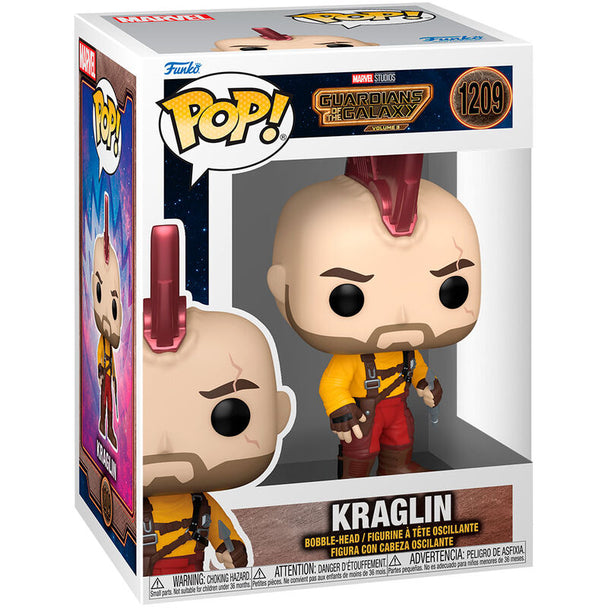 Figurine Funko POP Kraglin Marvel Guardians of the Galaxy 3 vue de face dans sa boîte vitrine