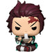 Détail de la figurine Funko POP Tanjiro Demon Slayer avec son bol de nouilles, en vinyle de 9 cm