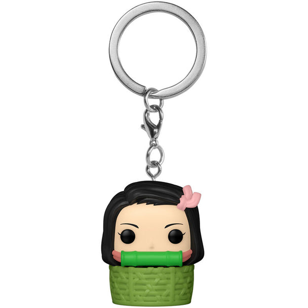 Vue rapprochée du porte-clés Pocket POP Funko Nezuko Kamado montrant la finition soignée et le porte-clés métallique