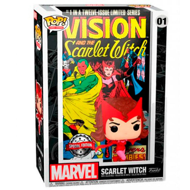 Figurine Funko POP exclusive de Scarlet Witch Marvel avec détails précis et couleurs vives sur fond blanc