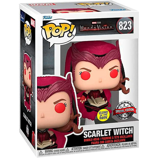 Figurine Funko POP exclusive de Scarlet Witch de Wanda Vision mesurant 9 cm dans sa boîte cadeau avec fenêtre