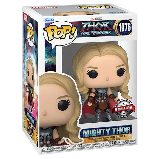 Figurine Funko POP Thor Mighty Thor exclusive Marvel de 9 cm en vinyle avec détails précis dans sa boîte vitrée