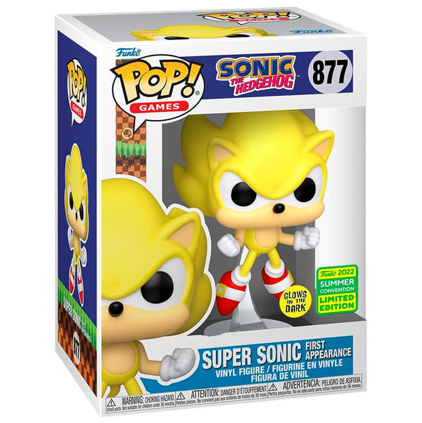 Figurine Funko POP Super Sonic exclusive de 9 cm dans sa boîte cadeau avec fenêtre transparente
