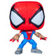Vue rapprochée de la figurine Funko POP Spider-Man Mangaverse Marvel montrant les détails du masque et de la tenue rouge et noire
