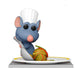 Figurine POP Funko de Rémy, le rat chef du film Disney Ratatouille, vue de face avec ses détails colorés et son tablier blanc