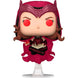 Vue rapprochée de la figurine Funko POP Scarlet Witch exclusive montrant les détails du vinyle et la boîte