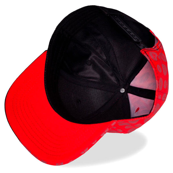 Gros plan sur la texture 100% polyester de la casquette Pokémon Pokéballs DIFUZED