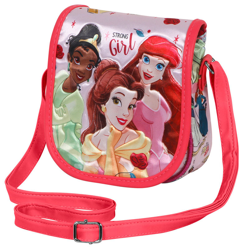Sac muffin Disney Princess Strong porté par une enfant, illustrant sa taille compacte et son style