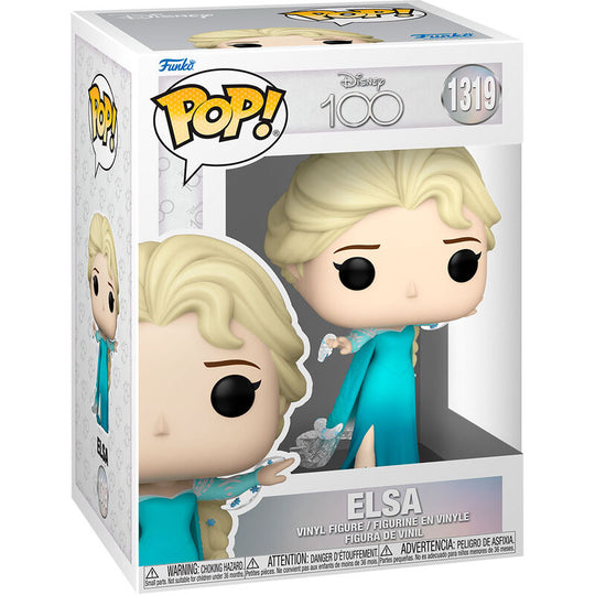 Figurine POP Funko Elsa Disney 100ème anniversaire en vinyle dans sa boîte vitrine transparente de 9 cm