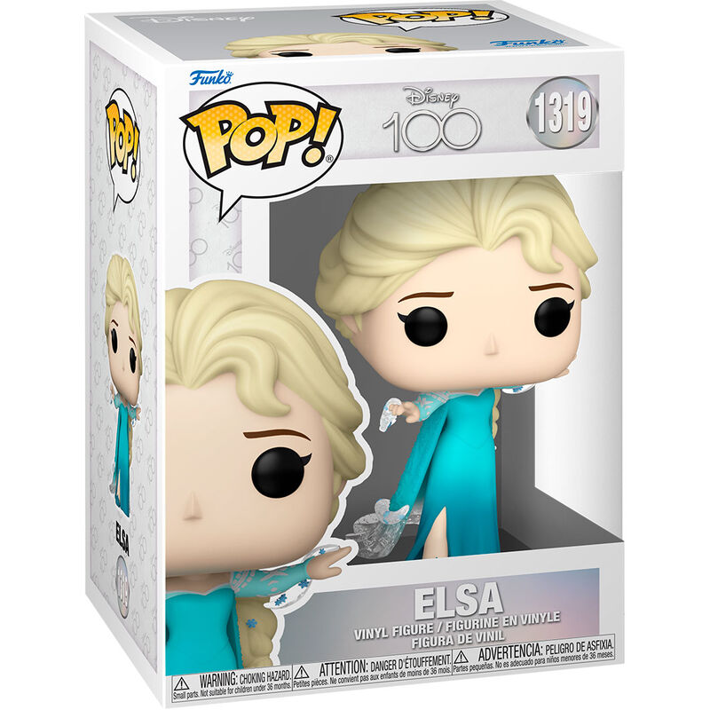 Figurine POP Funko Elsa Disney 100ème anniversaire en vinyle dans sa boîte vitrine transparente de 9 cm